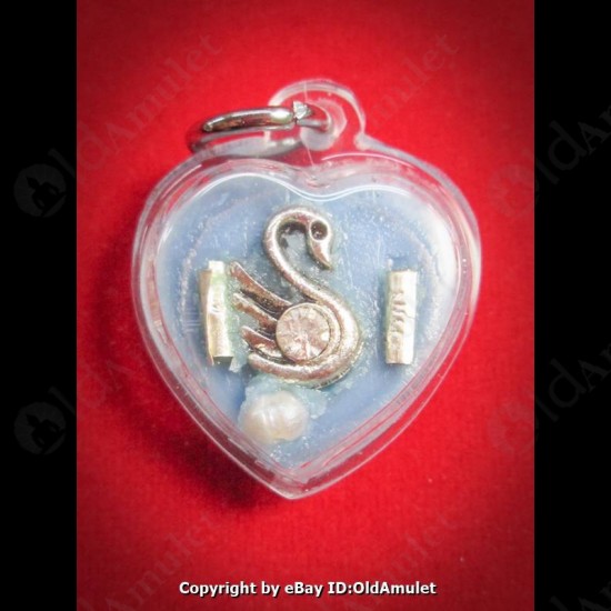 THAI AMULET WAX HAU JAI HEART SILVER SWAN WATERPROOF LP AJAN O 2556