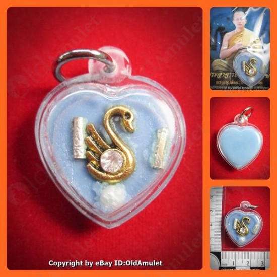 THAI AMULET WAX HAU JAI HEART GOLD SWAN WATERPROOF LP AJAN O 2556