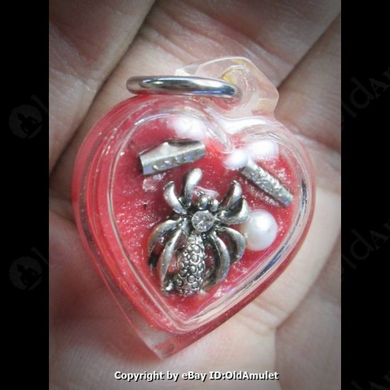 THAI AMULET WAX HAU JAI HEART SILVER SPIDER WATERPROOF LP AJAN O 2556