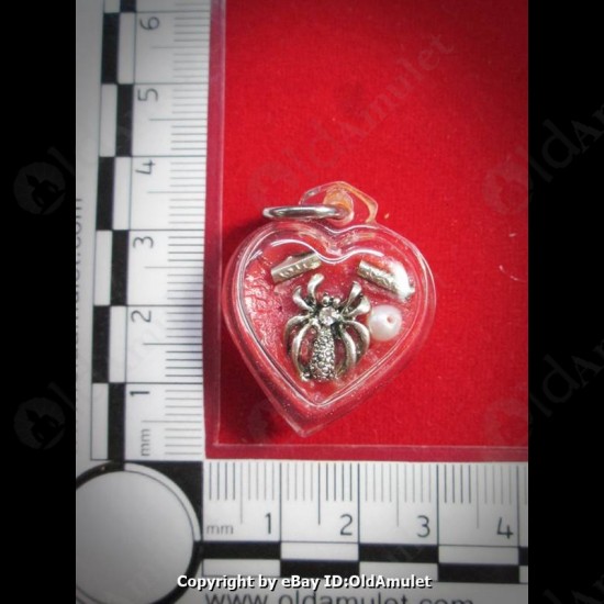 THAI AMULET WAX HAU JAI HEART SILVER SPIDER WATERPROOF LP AJAN O 2556