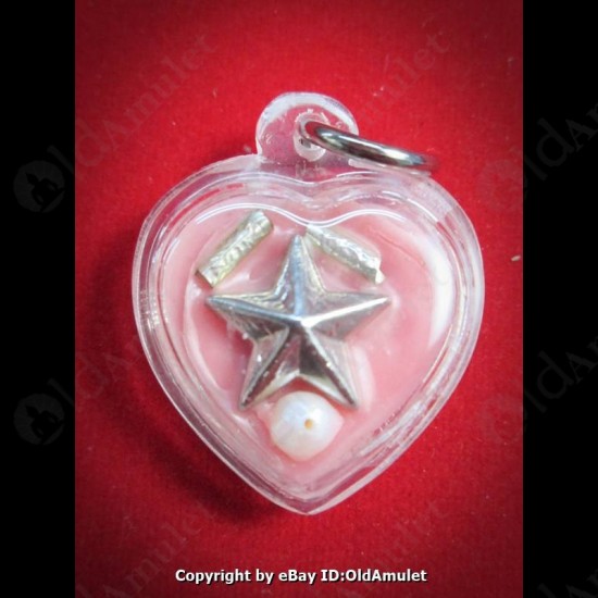 THAI AMULET WAX HAU JAI HEART SILVER STAR WATERPROOF LP AJAN O 2556