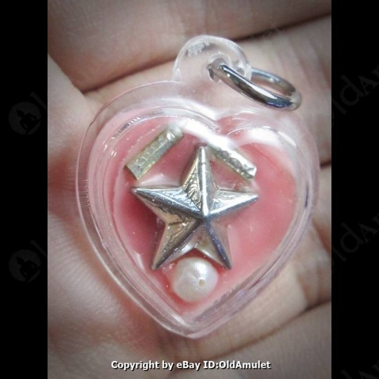 THAI AMULET WAX HAU JAI HEART SILVER STAR WATERPROOF LP AJAN O 2556