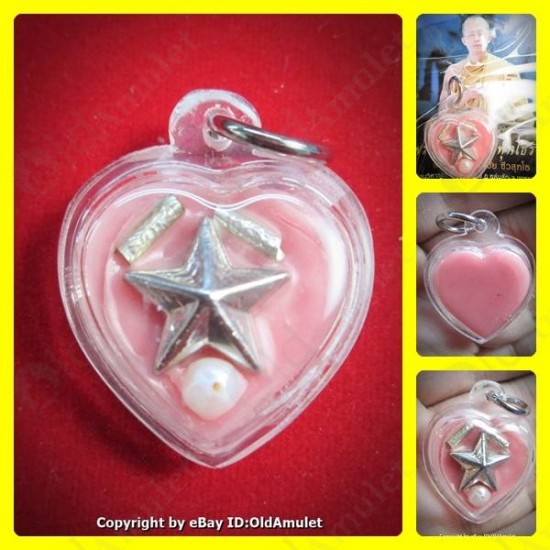 THAI AMULET WAX HAU JAI HEART SILVER STAR WATERPROOF LP AJAN O 2556