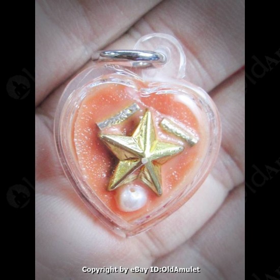 THAI AMULET WAX HAU JAI HEART GOLD STAR WATERPROOF LP AJAN O 2556