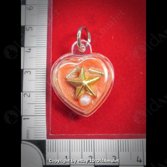 THAI AMULET WAX HAU JAI HEART GOLD STAR WATERPROOF LP AJAN O 2556