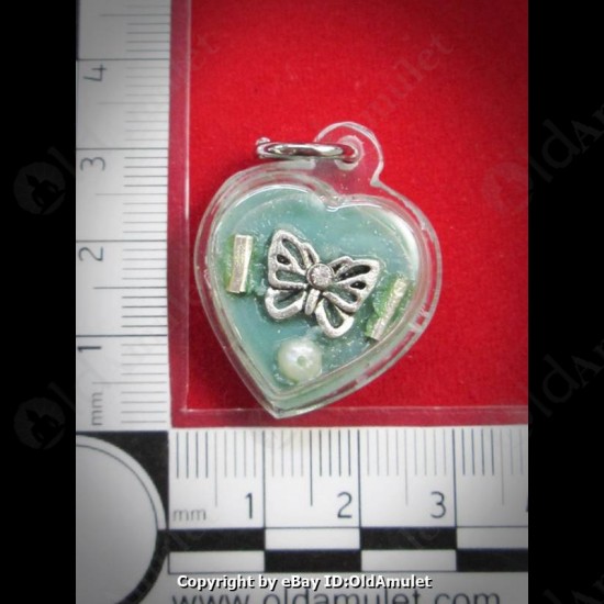 THAI AMULET WAX HAU JAI HEART SILVER BUTTERFLY WATERPROOF LP AJAN O 2556