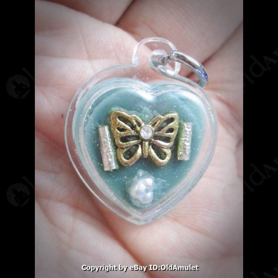 THAI AMULET WAX HAU JAI HEART GOLD BUTTERFLY WATERPROOF LP AJAN O 2556