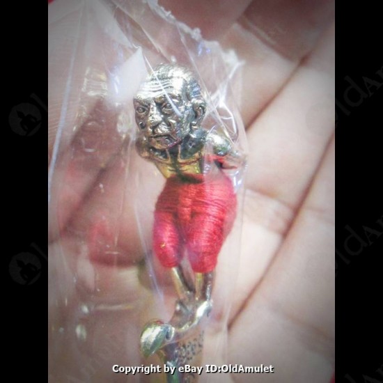 Thai Amulet Meed-mor Magic Knife Alpacca Ghost Robot Red pant Lp Kloy 2556