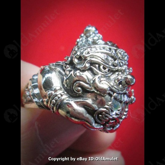 Thai Amulet Ra-hu Ring Alpacca Bronze Free Size Lp Kloy 2556