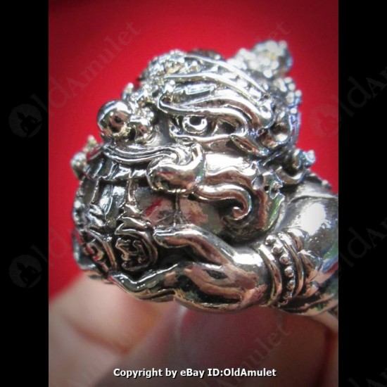 Thai Amulet Ra-hu Ring Alpacca Bronze Free Size Lp Kloy 2556