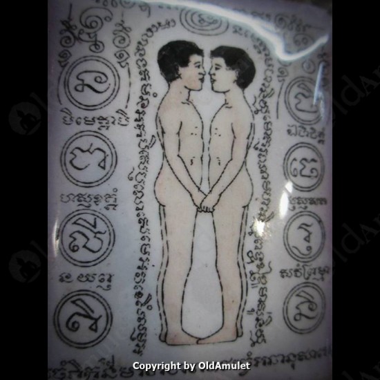 THAI AMULET 2MEN LOVELY +LOCKET LOVE ATTRACTION LARGE LP INN 2556