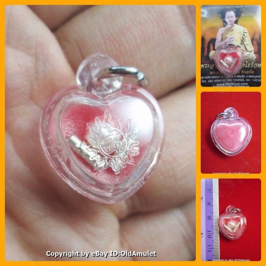 THAI AMULET HAU JAI MINI HEART LOVE ATTRACTION RED WAXY AJAN O 2556