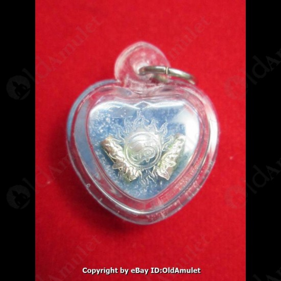 THAI AMULET HAU JAI MINI HEART LOVE ATTRACTION BLUE WAXY AJAN O 2556