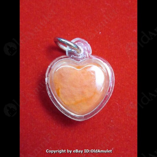 THAI AMULET HAU JAI MINI HEART LOVE ATTRACTION ORANGE WAXY AJAN O 2556