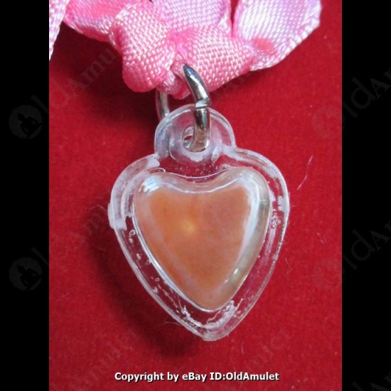 THAI AMULET HAU JAI MINI HEART LOVE ATTRACTION ORANGE WAXY AJAN O 2556