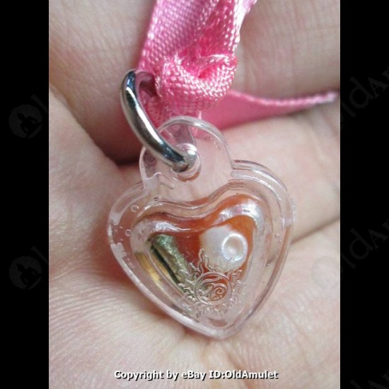 THAI AMULET HAU JAI MINI HEART LOVE ATTRACTION ORANGE WAXY AJAN O 2556