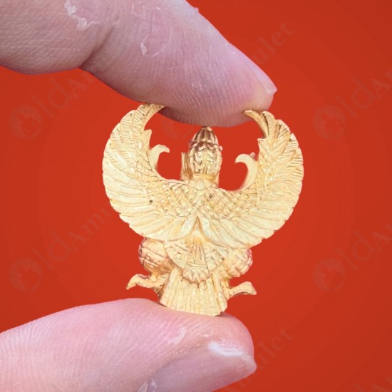 Garuda Lp Key BE.2556 Krutha King Of Bird GOLD PLATED Color Large Thai Amulet