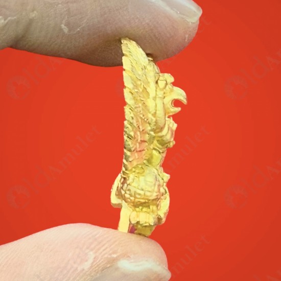 Garuda Lp Key BE.2556 Krutha King Of Bird GOLD PLATED Color Large Thai Amulet