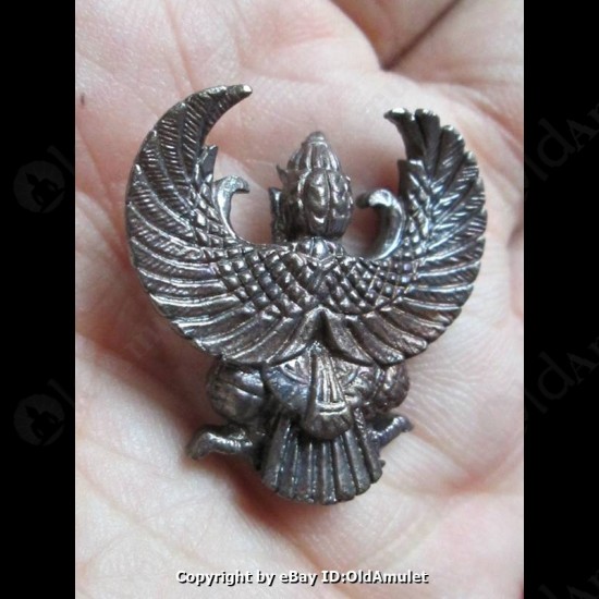 THAI AMULET GARUDA KRUT KING OF BIRD BLACK COLOR PLATED BIG LP KEY 2556