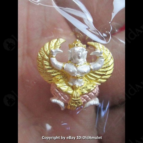 THAI AMULET GARUDA KRUT KING OF BIRD 3 COLOR PLATED SMALL LP KEY 2556