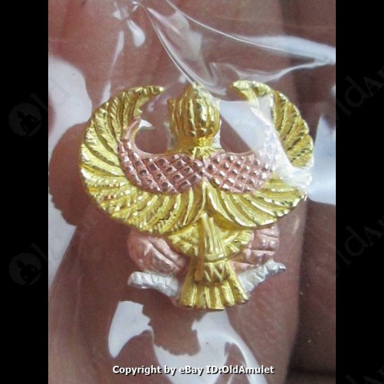 THAI AMULET GARUDA KRUT KING OF BIRD 3 COLOR PLATED SMALL LP KEY 2556