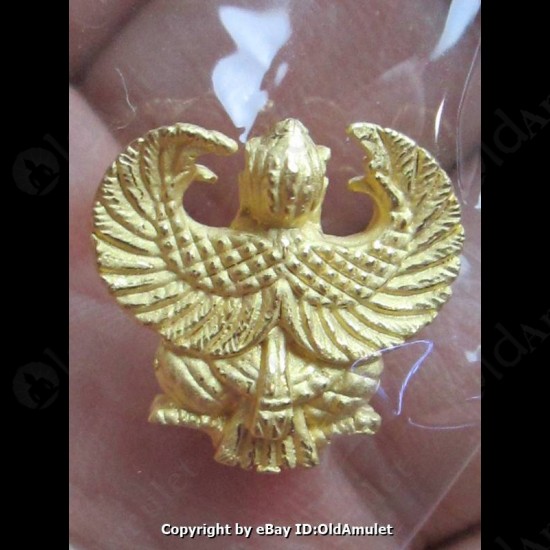 THAI AMULET GARUDA KRUT KING OF BIRD GOLD COLOR PLATED SMALL LP KEY 2556