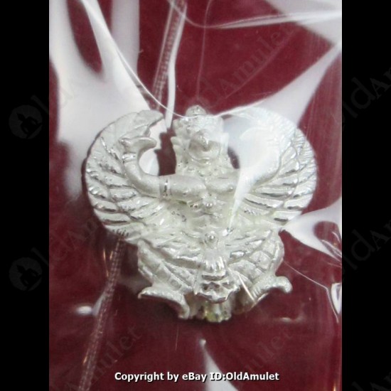 THAI AMULET GARUDA KRUT KING OF BIRD SILVER PLATED SMALL LP KEY 2556