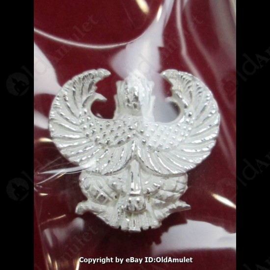 THAI AMULET GARUDA KRUT KING OF BIRD SILVER PLATED SMALL LP KEY 2556