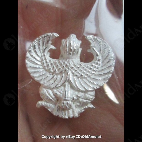 THAI AMULET GARUDA KRUT KING OF BIRD SILVER PLATED SMALL LP KEY 2556