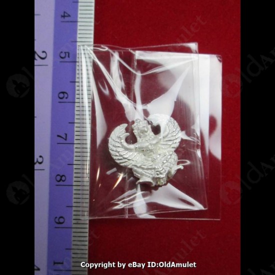 THAI AMULET GARUDA KRUT KING OF BIRD SILVER PLATED SMALL LP KEY 2556