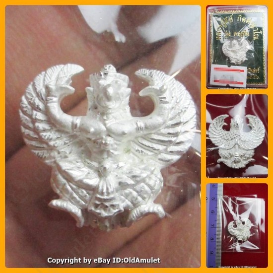 THAI AMULET GARUDA KRUT KING OF BIRD SILVER PLATED SMALL LP KEY 2556