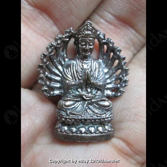 THAI AMULET GUAN YIN GOD OF LOVE 1000HAND BRONZE BLACK COLOR LP KEY 2556