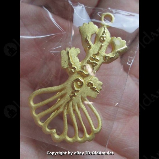 THAI AMULET JING JOK GECKOS 9TAIL LUCKY GOLD COLOR LP KEY 2556