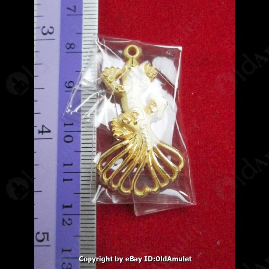 THAI AMULET JING JOK GECKOS 9TAIL LUCKY GOLD COLOR LP KEY 2556