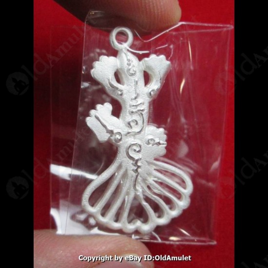 THAI AMULET JING JOK GECKOS 9TAIL LUCKY SILVER COLOR LP KEY 2556