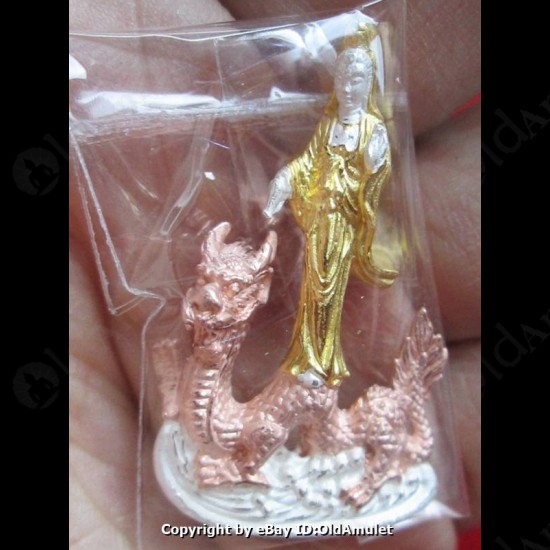 THAI AMULET GUAN YIN GOD OF LOVE RIDE DRAGON 3 COLOR LP KEY 2556