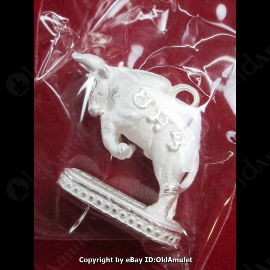 THAI AMULET HOLY BUFFALO BULL PENDANT SILVER COLOR LP KEY 2556