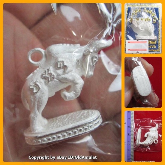 THAI AMULET HOLY BUFFALO BULL PENDANT SILVER COLOR LP KEY 2556