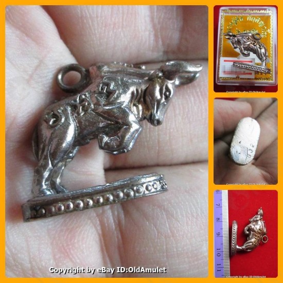 Thai Amulet Holy Buffalo Bull Pendant Bronze Color Lp Key 2556