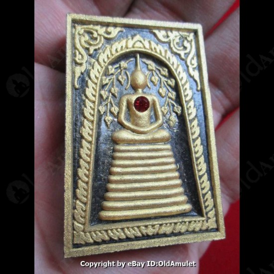 THAI AMULET SOMDEJ LONG STAGE BLACK+GOLD PAINT WEALTHY RICH LP KEY 2556