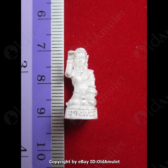 Thai Amulet Nang Kwak Rich Girl Good Bussiness Silver Small Lp Key BE.2556