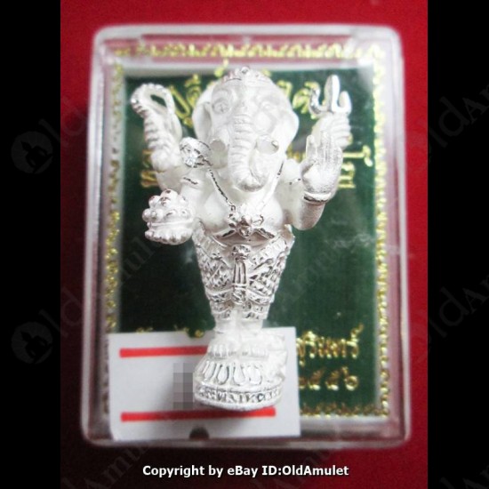 Thai Amulet Standup Ganesha Good Life Success Silver Large Lp Key BE.2556