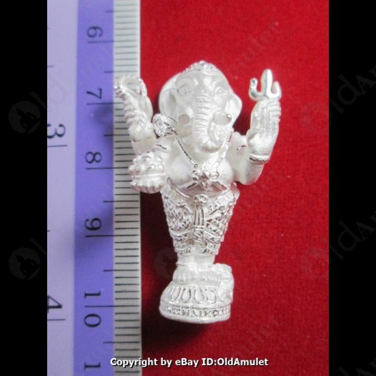 Thai Amulet Standup Ganesha Good Life Success Silver Large Lp Key BE.2556