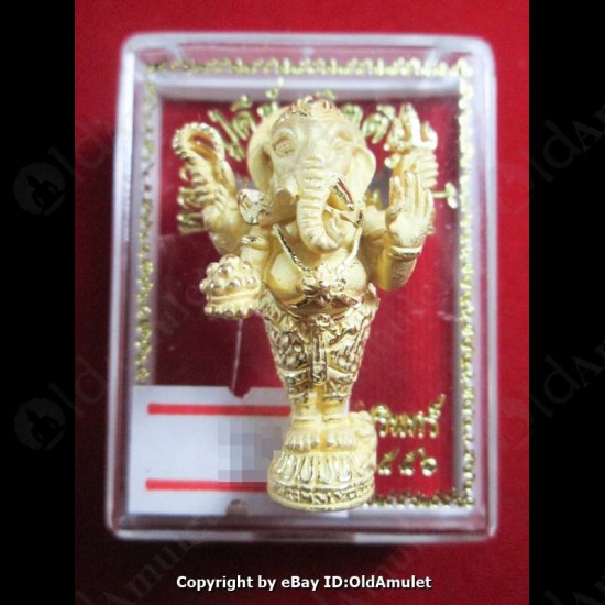 Thai Amulet Standing Ganesha Good Life Success Gold Large Lp Key Be.2556