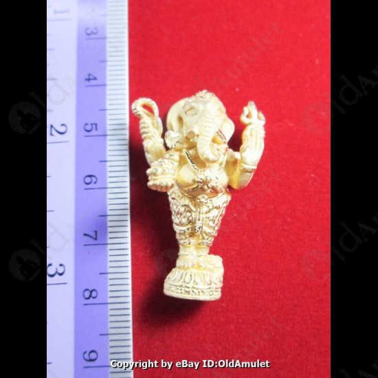 Thai Amulet Standing Ganesha Good Life Success Gold Large Lp Key Be.2556