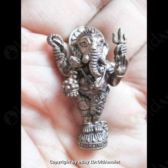 Thai Amulet Standing Ganesha Good Life Success Bronze Large Lp Key BE.2556