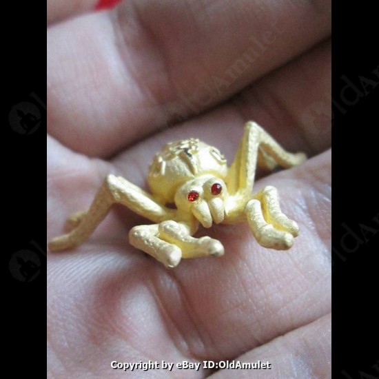 THAI AMULET HOLY RICH SPIDER WEALTHY GOLD COLOR BIG LP KEY 2556