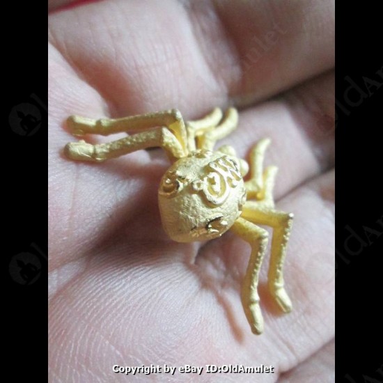 THAI AMULET HOLY RICH SPIDER WEALTHY GOLD COLOR BIG LP KEY 2556