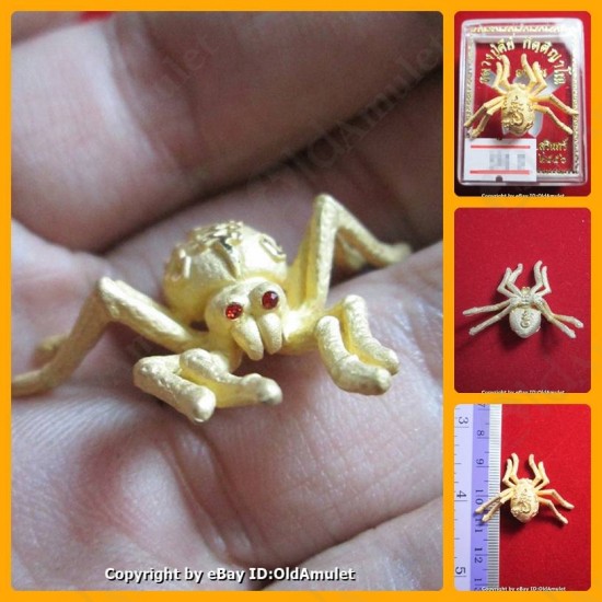 THAI AMULET HOLY RICH SPIDER WEALTHY GOLD COLOR BIG LP KEY 2556