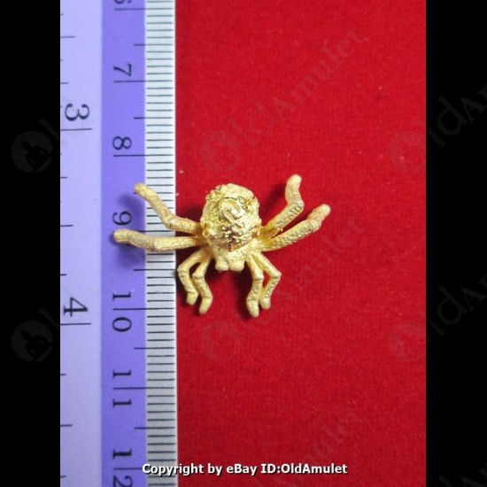 THAI AMULET HOLY RICH SPIDER WEALTHY GOLD COLOR SMALL LP KEY 2556